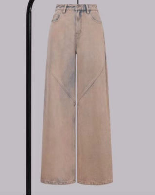 Calças de denim de cintura alta e pernas retas