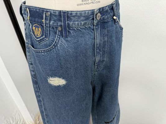 Original de alta precisão bordado denim fundo para um design único