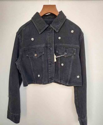 Vintage Elegança Cortada Jaqueta Denim Moderna Edgy Procure Vários Outfits
