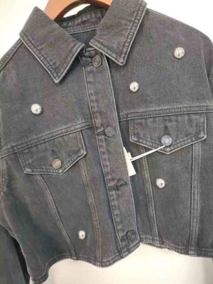 Vintage Elegança Cortada Jaqueta Denim Moderna Edgy Procure Vários Outfits