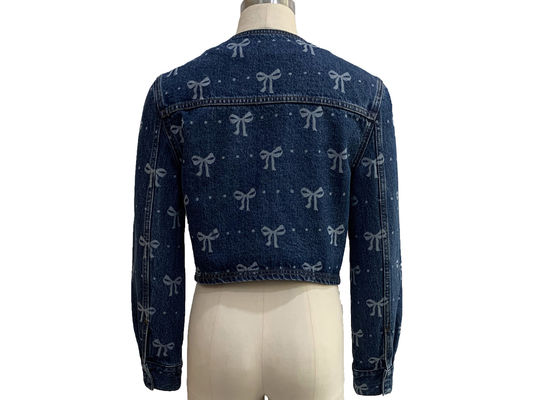 All Over Bow Impressão Estilo Jaqueta Jean Joguinho E Feminino olhar Jaqueta