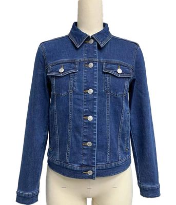 Desenho intemporal Dark Indigo Classic Fit Camisa Denim Botão para baixo fechamento frontal
