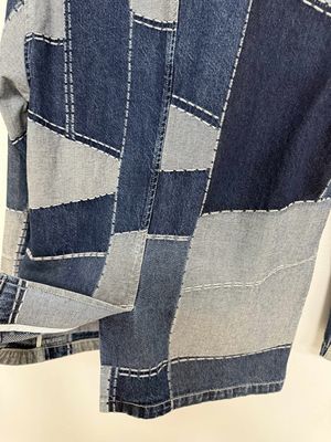 Blazer de denim com elementos Jacquard da moda para um visual ousado e elegante
