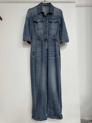 Traje de trabalho de manga longa de jeans de alta qualidade, inspirado em roupa de trabalho
