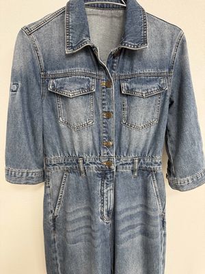 Traje de trabalho de manga longa de jeans de alta qualidade, inspirado em roupa de trabalho